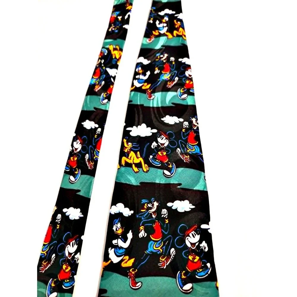 Vintage Disney Mickey Inc 100% Silk Tie Mickey Donald Goofy Pluto Handmade Korea